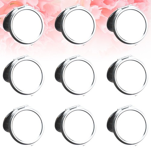 10PCS Tasche remise Spiegel Runde Make-Up Spiegel Silber Kompakte Spiegel
