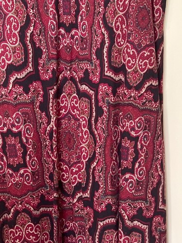 Falda midi de cachemira roja y negra de colección talla 16 East 5th Boho - Imagen 7 de 9