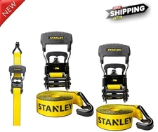 2 Pk Retractable Heavy Duty Ratchet Cargo Tie Down Straps Set For Trailer Pickup