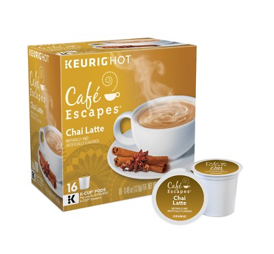 Cafe Escapes Chai Latte 16 to 96 Count Keurig K cup Pods Pick Any Quantity