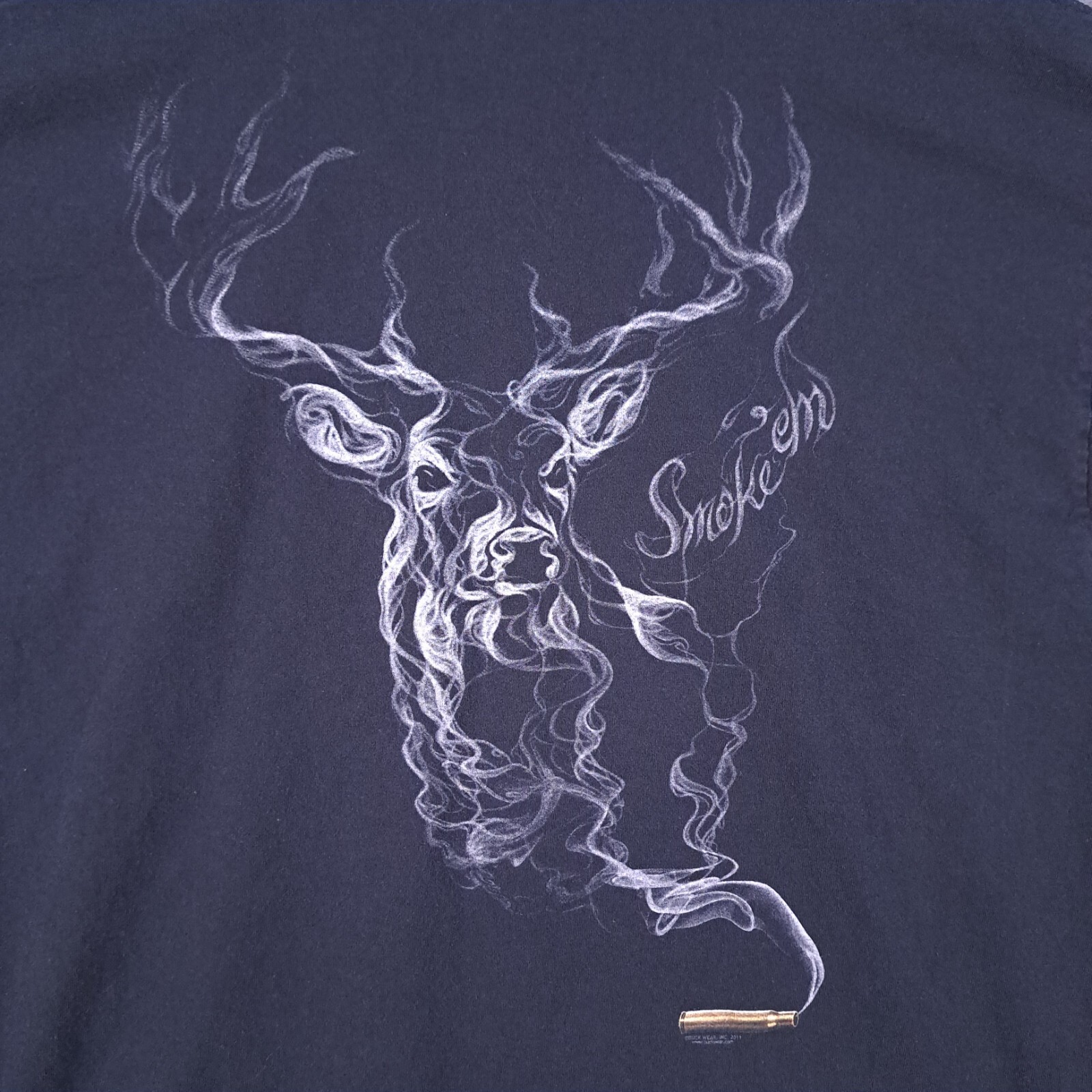 Buck Wear T Shirt Mens 2XL Black Smoke Em Deer Hunting Casual Cotton Stain