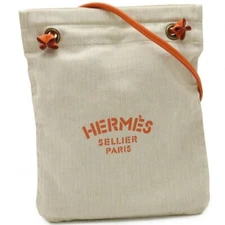HERMES Sac Aline PM Shoulder Bag Toile Chevron Leather orange/natural