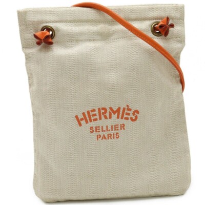 HERMES Sac Aline PM Shoulder Bag Toile Chevron Leather