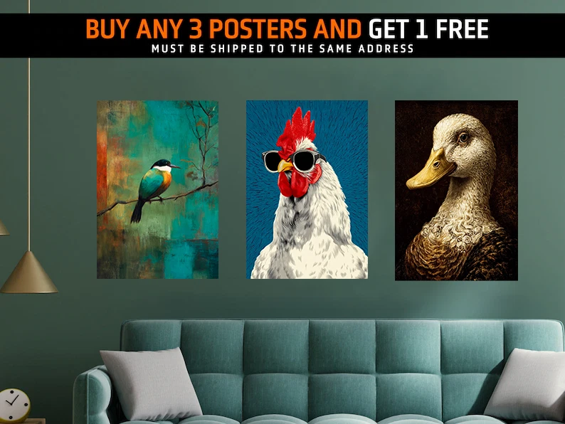 Impresión de póster de cuervo urbano 13x19 - Arte de pared Cool Bird in Hoodie - Moody Surrealista Foto 3 de 3