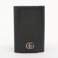 Authentic GUCCI GG Marmont Leather 6-Ring Key Case 435305 Black As is