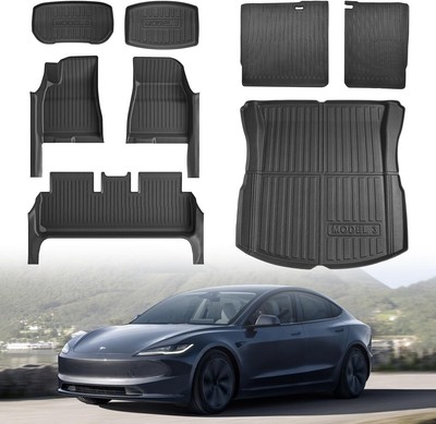 NEW! Floor Mats Tesla Model 3 2024 Highland w/ Door Sill Protector 8PCS Full Set