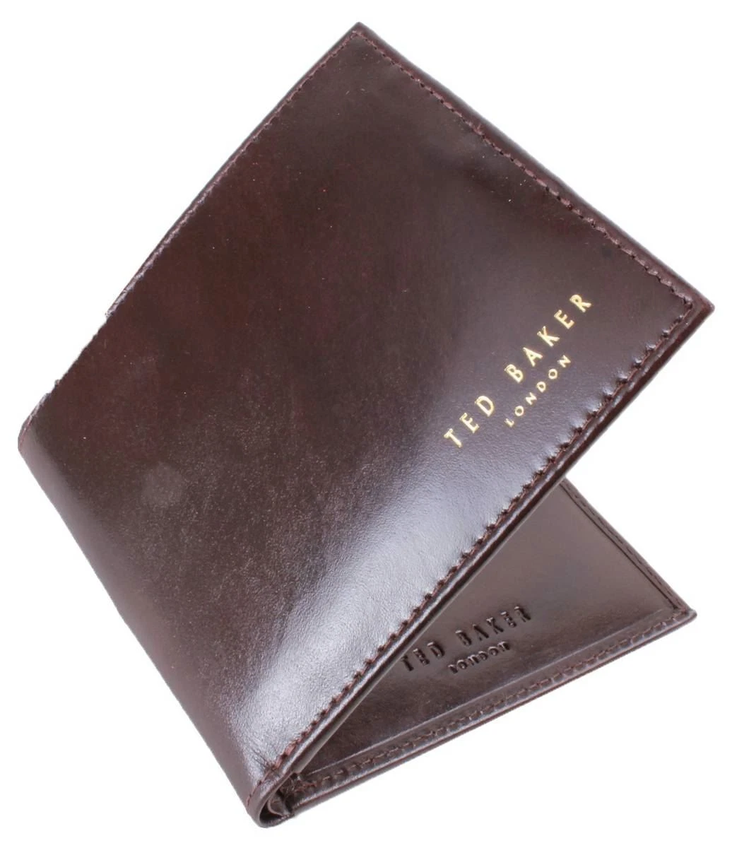 Ted Baker Mens Fillss Leather Bifold Wallet Chocolate Brown eBay