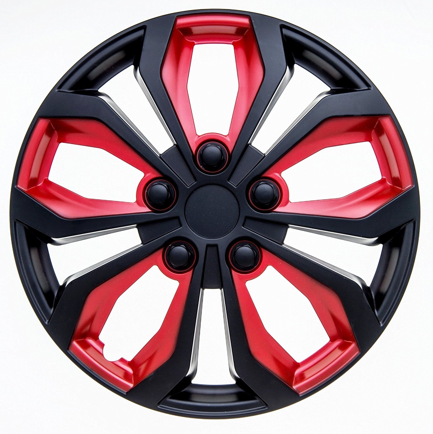 Set of 4 Hubcaps 15" SWISS DRIVE Wheel Cover“SPA” BLACK and RED ABS