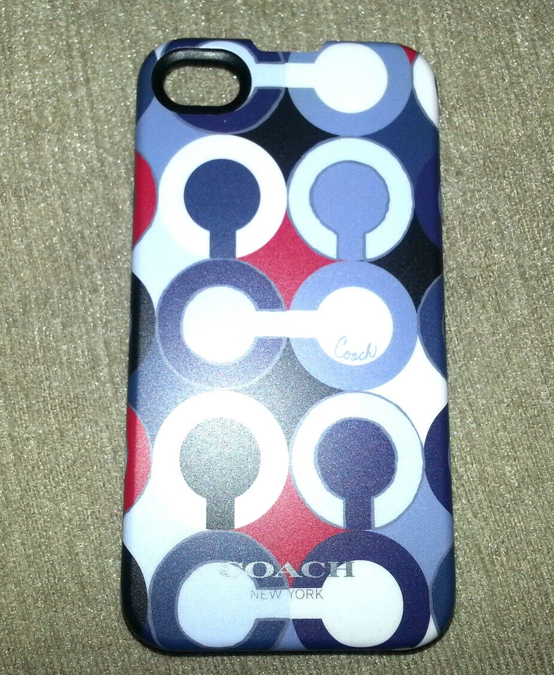COACH Apple iPhone 4/4S PHONE COVER CASE Signature Print MULTICOLOR Blue Red USA - Image 4 of 4