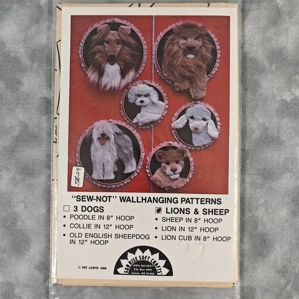 Vtg 1986 "Sew-Not" Wall Hanging Pattern - Dogs Lions & Sheep SonRise Soft Crafts - Image 3 of 4