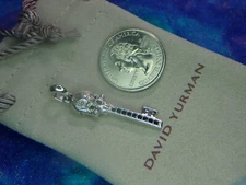 David Yurman Sterling Silver Pave Black Diamonds Memento Mori Skull Key Pendant