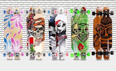 FunTomia Longboard 3 Flex Stufen Skateboard Drop Through Cruiser Komplett Board 
