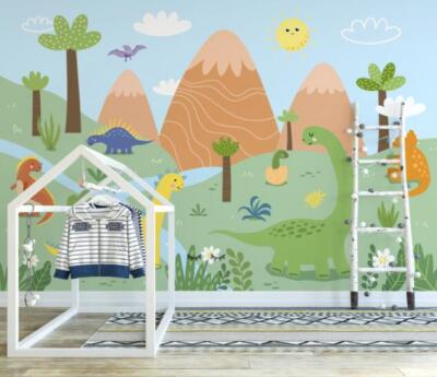 3D Cartoon Dinosaur L4965 Wallpaper Wall Mural Print Removable Self-adhesive Amy
