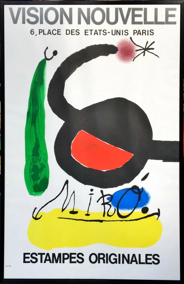 Joan Miro Original-Plakat "Vision Nouvelle"  1971, 77 x 54 cm Alu Rahmen