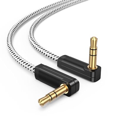 1.5Ft 3.5mm Stereo Audio Cable 90 Degree Right Angle Plugs for Car Home Phones