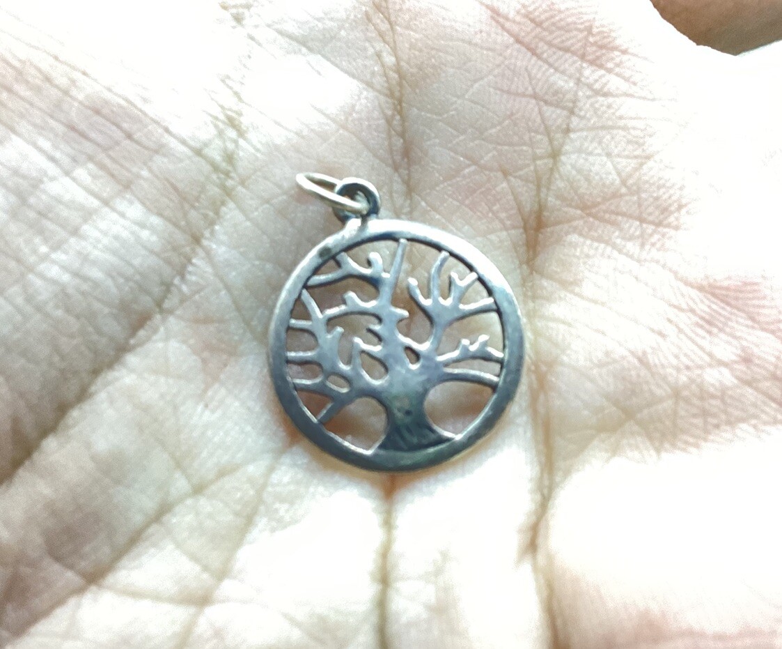 Sterling Silver 925 Small Solid Tree Of Life Drop… - image 1