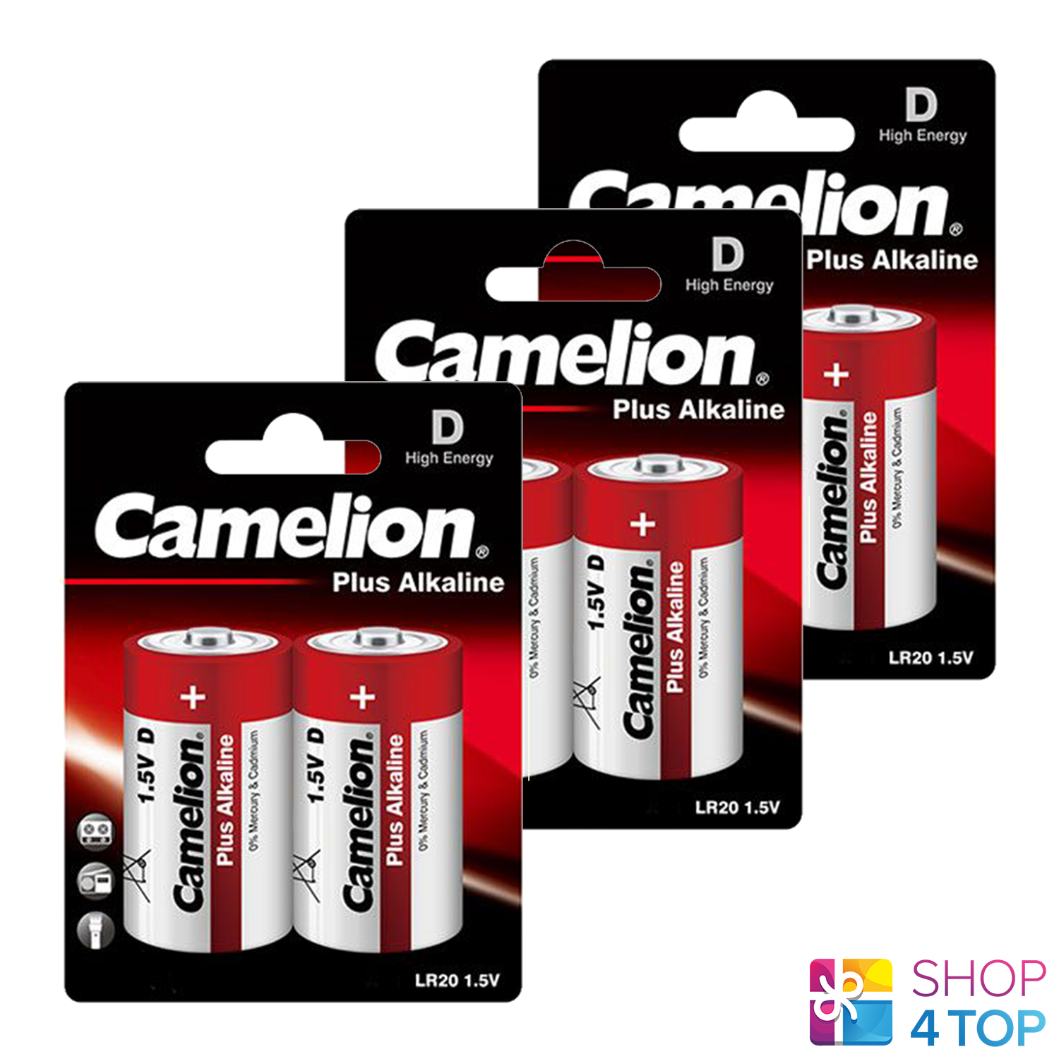 6 Camelion D Più Alcalino batteries LR20 MN1300 AM1 E95 1.5V 2BL Exp 2028 Nuovo