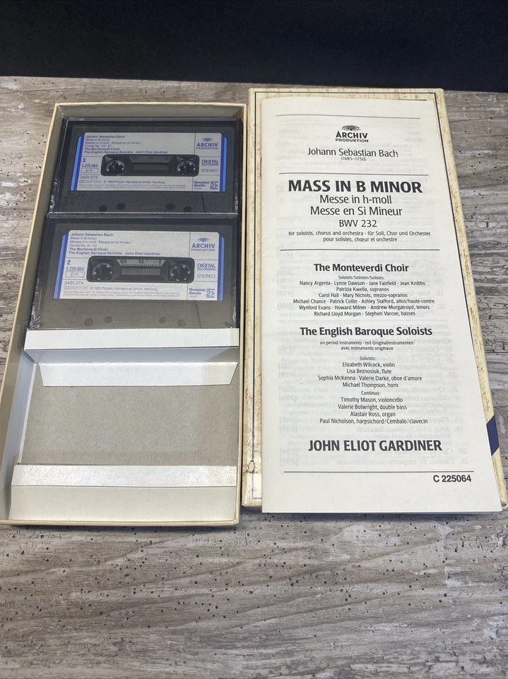 BACH Mass in B Minor Monteverdi Gardiner CASSETTE Box 1985 Archiv/Polydor SEALED - Image 3 of 3