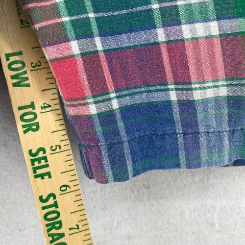GEOFFREY BEENE Shorts Mens 36 Chino 6" Madras Plaid Pleated Cotton Blue Green - Picture 13 of 14