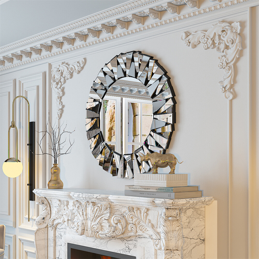 N2 interior Silver Circle Mirror 50×50 Large Round Mirror Silver Circle Wall Mirror for Bathroom Vanity