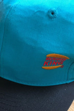 VTG 90s Burger King Baseball Hat Cap Snapback Get your Burgers Worth Teal