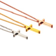 Fashion Boy Girl Simple Stainless Steel Cross Pendant Chain Small Necklace Gift