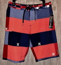 HURLEY Phantom 30 Kingsroad Navy Blue Red Swim Trunks Board Shorts Boys Sz 20 30