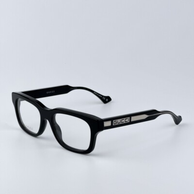 Gucci Men AUTHENTIC Eyeglasses Shiny Black Demo Square  display picture 3