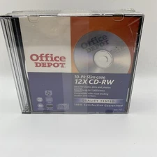 Office Depot Brand 10 Pack CD-RW 12X Speed 700MB 80Min Music Data Photos Sealed
