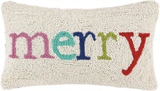 Peking Handicraft - Merry Multi Xmas 9x16" Pillow - 31HRS426C16OB