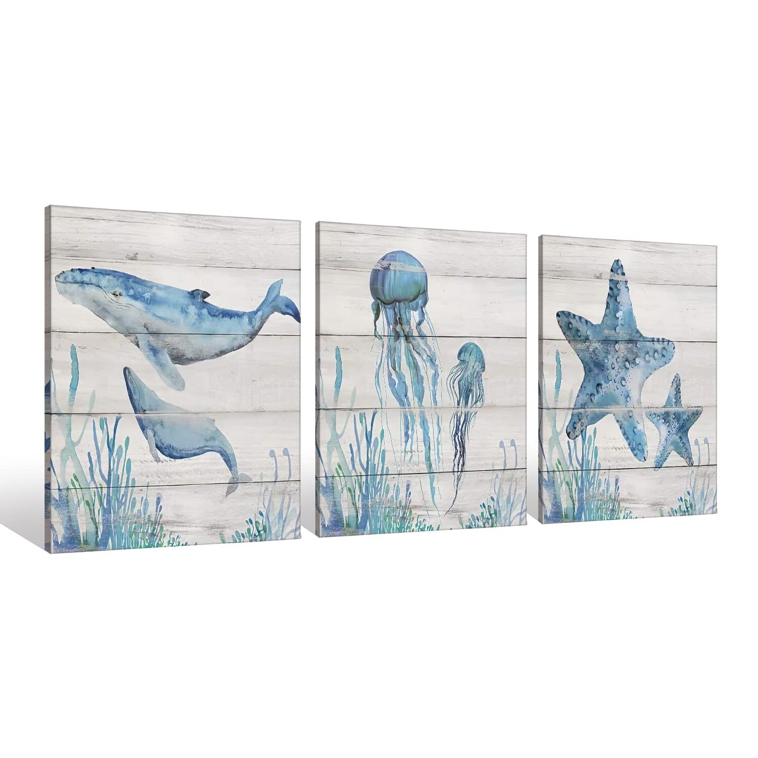 Jellyfish Seahorse Starfish Canvas Wall Art Prints Artwork Signs Framed for H...