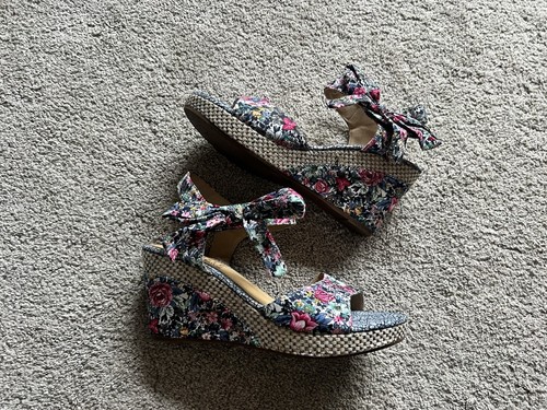 L'Artiste Sandals Womens Size 38 Ellimae Floral Espadrille Wedges WORE ONCE