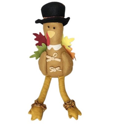 Turkey Doll Figure Long Legs Thanksgiving Harvest Fall Autumn Decor Table Sitter