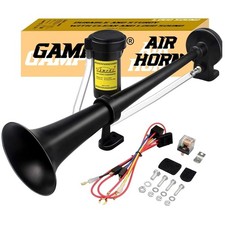 150DB Car Air Horns, Chrome Single Trumpet - Universal Fit/-