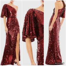 NWT Mac Duggal EMBELLISHED CAP SLEEVE COWL NECK TRUMPET GOWN 93540 Burgundy 2