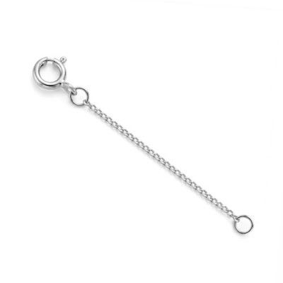 14k Solid White Gold 0.8mm Curb Chain Extender Necklace 1'' to 10'' Light Weight