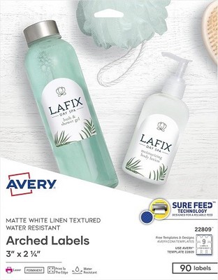 Textured White Print-to-the-Edge Arched Labels 3x2.25in labels White 90/PK - 1EA