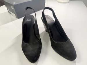Eileen Fisher Womens Milla Tumbled Nubuck Black Slingback Heel Sz 7.5 NIB