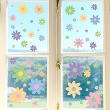 138pcs Colorful Daisy Window Clings, Flowers Window Clings Double-Sided Spring