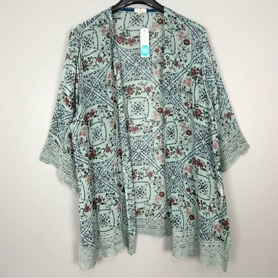 Mason & Bell Laria Crochet Trim Kimono Women s Size 3X Stitchfix Boho Lace