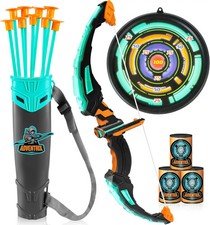 Kids Bow and Arrow Set LED Light up Archery Toy with 9 Suction Cup Arrows Target