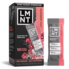 LMNT Zero-Sugar Electrolytes Sports Drink - Raspberry Salt - 2.1oz/10ct