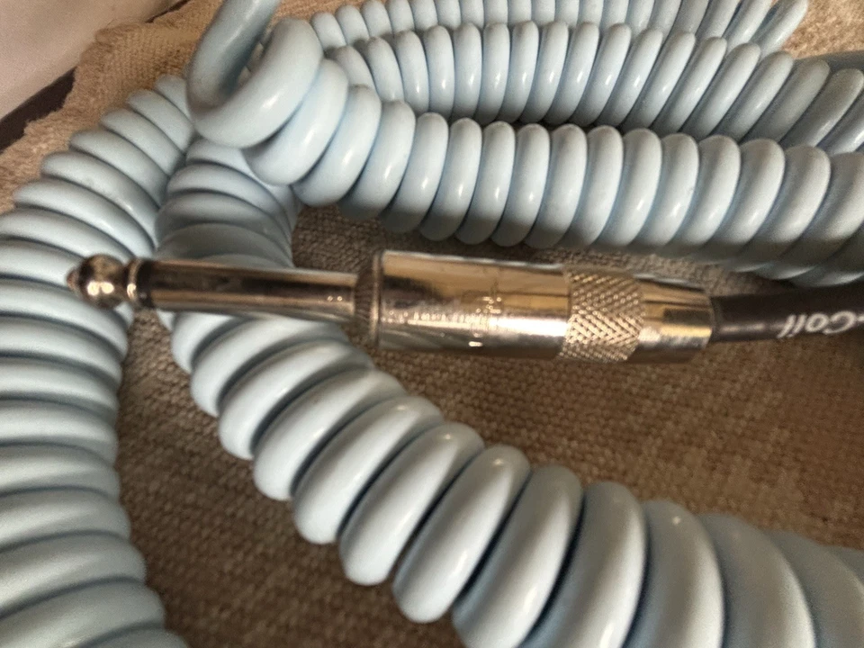 Cable de lava bobina retro 1/4" Strght a 1/4" cable R/A silencioso 20', azul cielo (luz) Foto 4 de 4