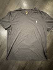 Polo Ralph Lauren Men's V-Neck T-Shirt Tee Dark Grey Size Medium