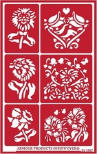 Armour Reusable Over n Over Glass Etching Stencil - Fun Flowers