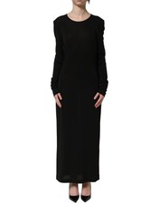 Dolce & Gabbana Black Cotton Long Sleeves Sheath Maxi Women's Dress