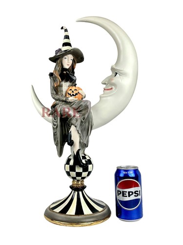 Mackenzie-Childs Courtly Spellbound Witch On a Moon With Pumpkin 21" Neu Box - Bild 3 von 5