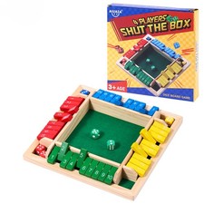 Dice Game Shut The Box Wooden Board Game,4 Sided Family Math Game for 2-4 Pla...