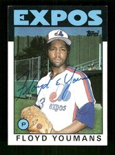 1986 Topps 732 Floyd Youmans signed auto autograph  blue sig ASC BXCP58