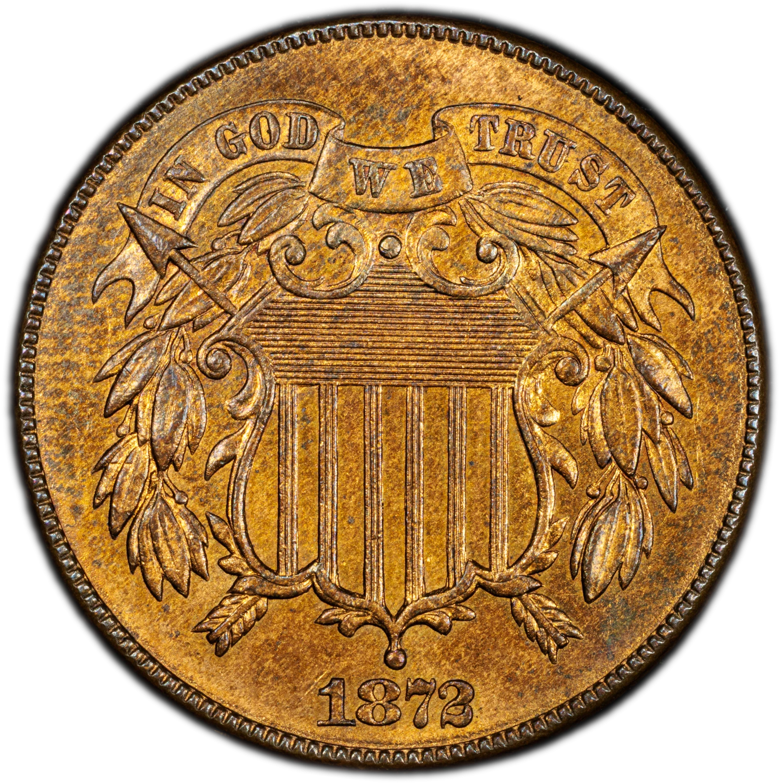 1872 2C Two Cent Piece PCGS MS64RB (CAC)
